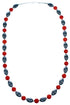 Southwest Hematite And Coral Sterling Silver Bead Necklace RX114734