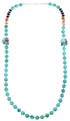 Authentic Sterling Silver Turquoise Multicolor Inlay Bead Necklace RX114740