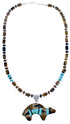 Genuine Sterling Silver Multicolor Bear Pendant Bead Necklace RX114745