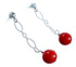 Sterling Silver Coral Bead Chain Post Dangle Earrings RX114753