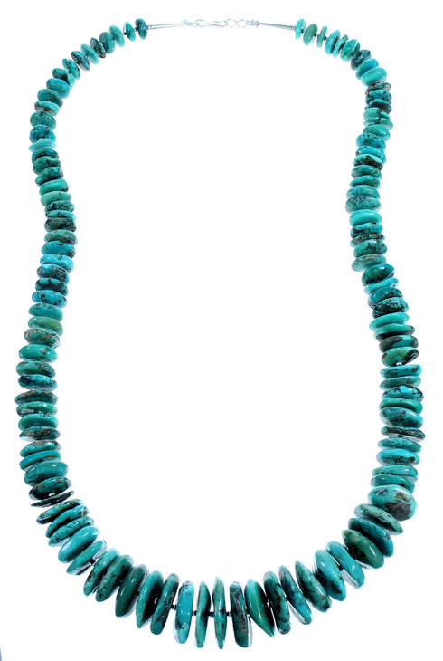 Turquoise Southwest Authentic Sterling Silver Bead Necklace RX114776