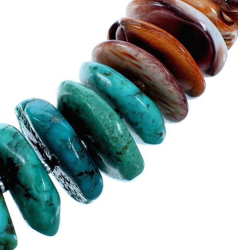 Turquoise Oyster Shell Southwest Sterling Silver Bead Necklace RX114777