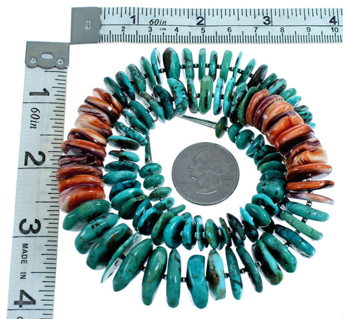 Turquoise Oyster Shell Southwest Sterling Silver Bead Necklace RX114777