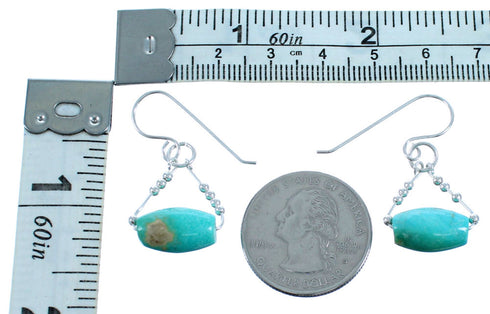Turquoise Sterling Silver Hook Dangle Bead Earrings RX114787