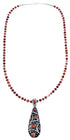 Red And Orange Oyster Shell Sterling Silver Bead Necklace Set RX114796
