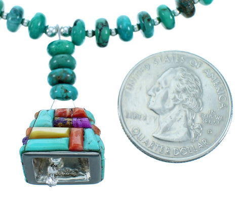 Southwest Multicolor Sterling Silver Bead Necklace RX114801