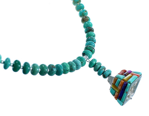 Southwest Multicolor Sterling Silver Bead Necklace RX114801