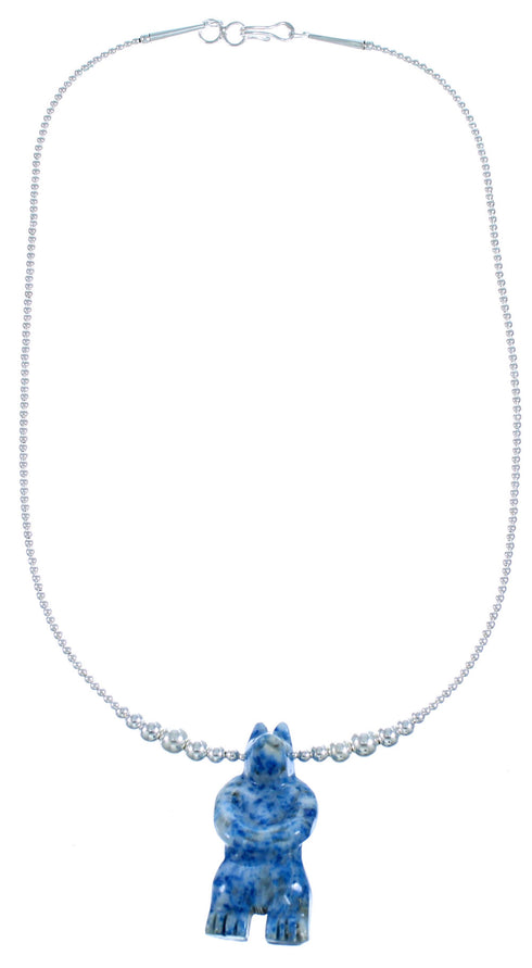 Denim Lapis Bear Sterling Silver Bead Necklace RX114824