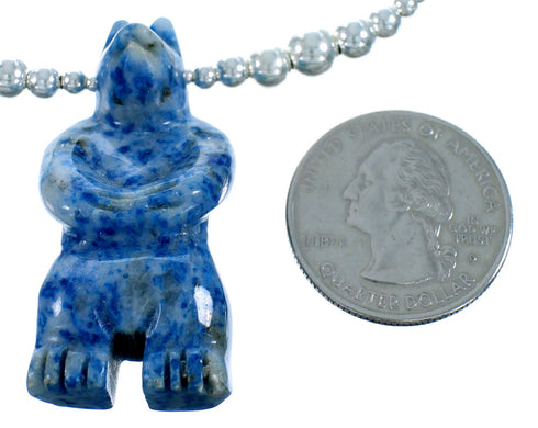 Denim Lapis Bear Sterling Silver Bead Necklace RX114824