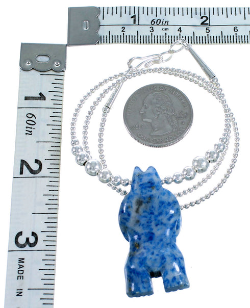 Denim Lapis Bear Sterling Silver Bead Necklace RX114824