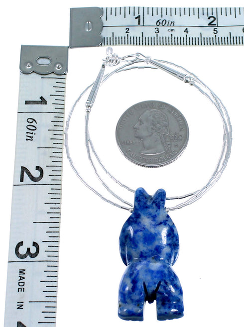 Sterling Silver Denim Lapis Bear Southwern Bead Necklace RX114826