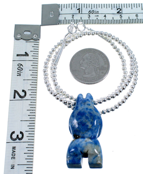 Southwest Sterling Silver Denim Lapis Bear Bead Necklace RX114825