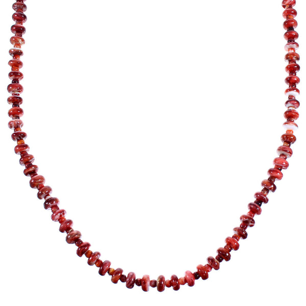 Genuine Sterling Silver Red Oyster Shell Bead Necklace RX114819