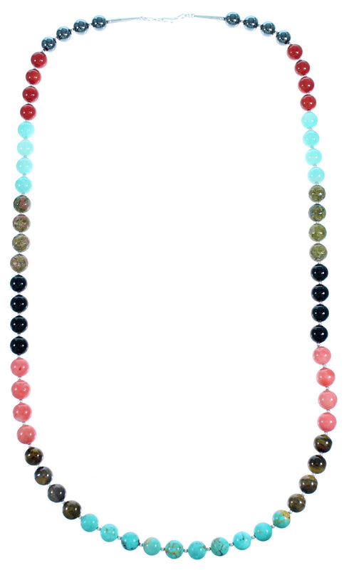 Sterling Silver Multicolor Southwest Bead Necklace RX114816