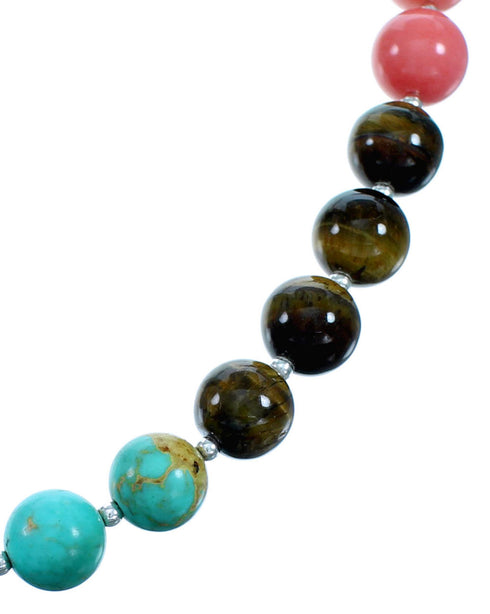 Sterling Silver Multicolor Southwest Bead Necklace RX114816