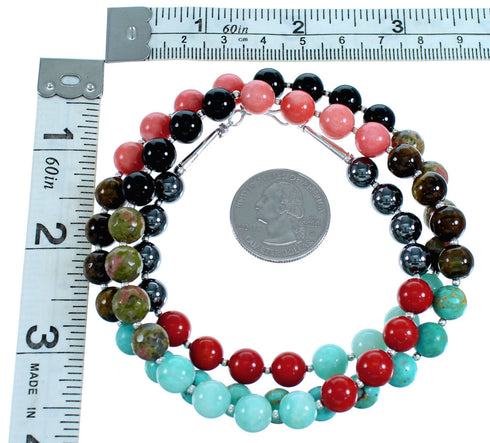 Sterling Silver Multicolor Southwest Bead Necklace RX114816