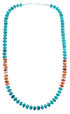 Turquoise Oyster Shell Sterling Silver Southwest Bead Necklace RX114808