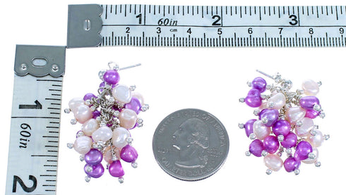 Authentic Sterling Silver Fresh Water Pearl Post Dangle Bead Earrings RX114830