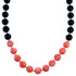 Sterling Silver Pink Coral And Onyx Southwest Bead Necklace SX114868
