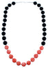 Sterling Silver Pink Coral And Onyx Southwest Bead Necklace SX114868