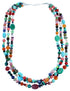 Multicolor Sterling Silver 3-Strand Treasure Bead Necklace SX114877