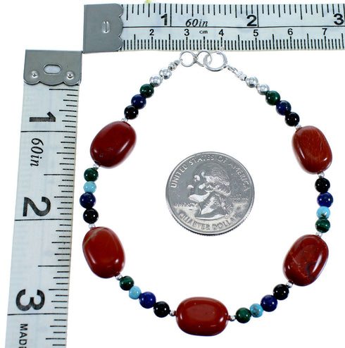 Southwest Sterling Silver Multicolor Bead Bracelet SX114887