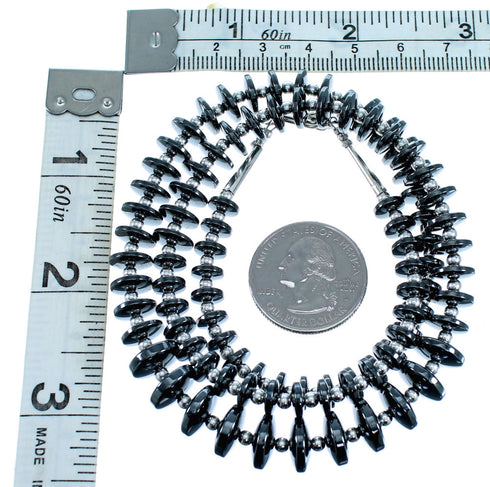 Genuine Sterling Silver Hematite Bead Necklace RX114920