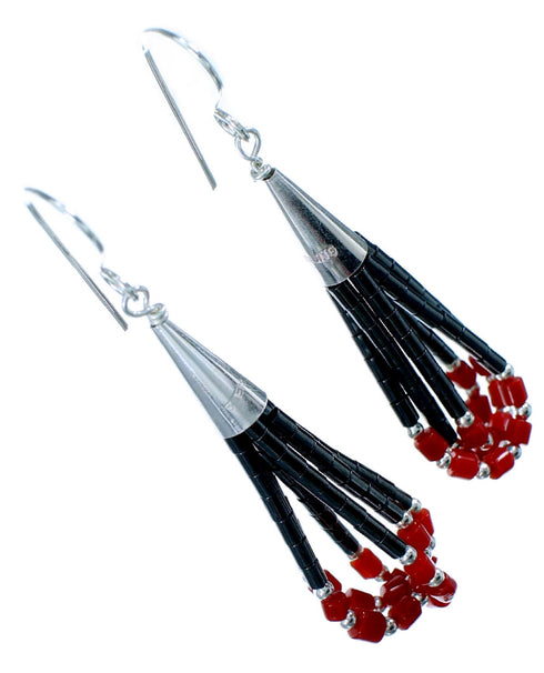 Genuine Sterling Silver Multicolor Bead Hook Dangle Earrings RX114902