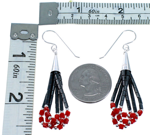 Genuine Sterling Silver Multicolor Bead Hook Dangle Earrings RX114902