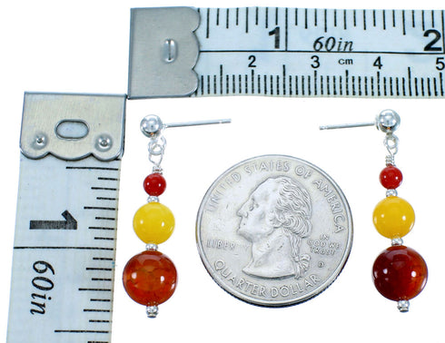 Genuine Sterling Silver Multicolor Bead Post Dangle Earrings RX114904