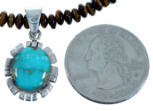 Multicolor And Sterling Silver Southwest Bead Necklace And Pendant Set SX114932