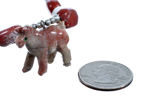 Multicolor And Sterling Silver Southwestern Horse Bead Necklace SX114948