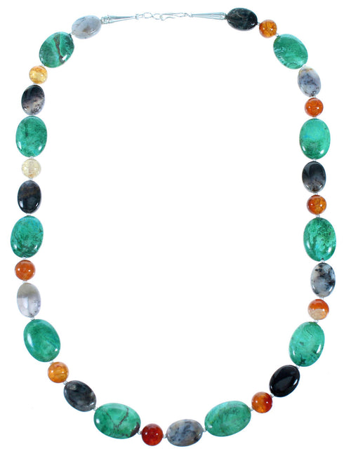 Southwestern Sterling Silver And Multicolor Bead Necklace SX114946