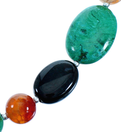 Southwestern Sterling Silver And Multicolor Bead Necklace SX114946