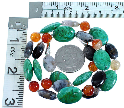 Southwestern Sterling Silver And Multicolor Bead Necklace SX114946