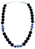 Sterling Silver Onyx And Lapis Evil Eye Bead Necklace SX114945