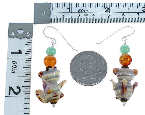 Sterling Silver And Multicolor Squirrel Bead Hook Dangle Earrings SX114962