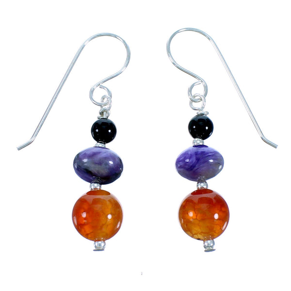 Sterling Silver Multicolor Bead Hook Dangle Earrings SX114965
