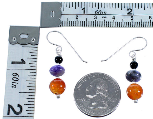Sterling Silver Multicolor Bead Hook Dangle Earrings SX114965