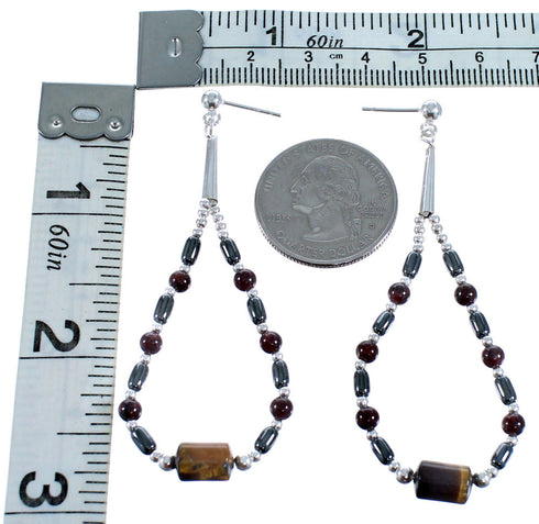 Multicolor And Sterling Silver Bead Post Dangle Earrings SX114960