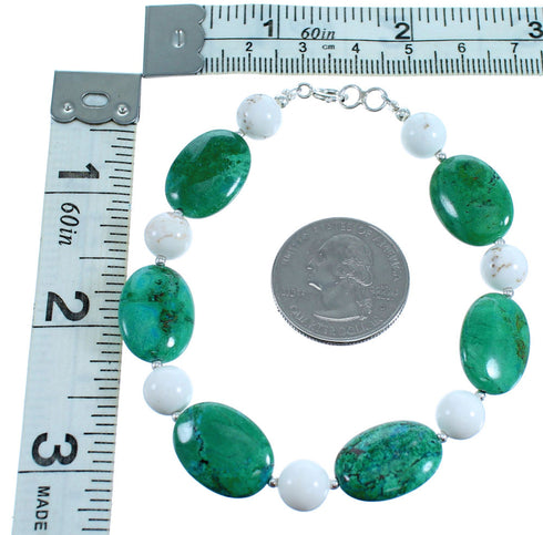 Chrysocolla And Howlite Southwest Sterling Silver Bead Bracelet SX114968