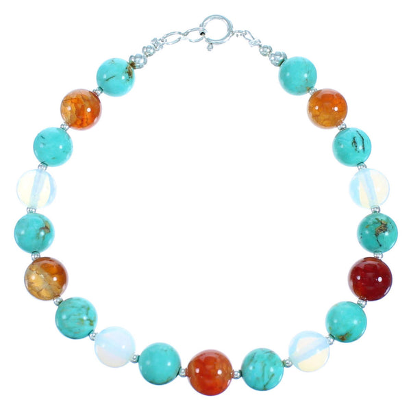 Multicolor Sterling Silver Southwestern Bead Bracelet SX114977