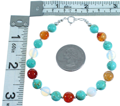 Multicolor Sterling Silver Southwestern Bead Bracelet SX114977