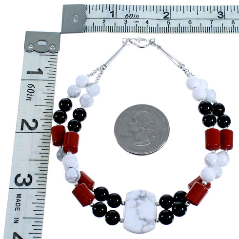 Multicolor Sterling Silver 2-Strand Bead Bracelet SX114989