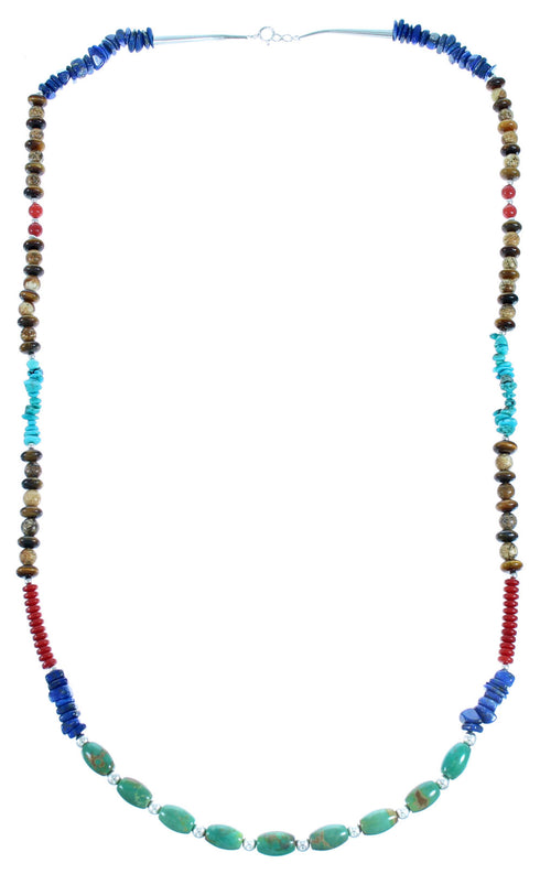 Southwest Sterling Silver And Multicolor Bead Necklace SX114999