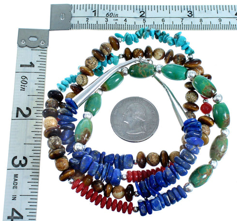 Southwest Sterling Silver And Multicolor Bead Necklace SX114999