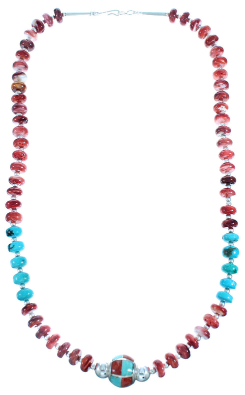 Southwestern Multicolor Genuine Sterling Silver Bead Necklace SX115011