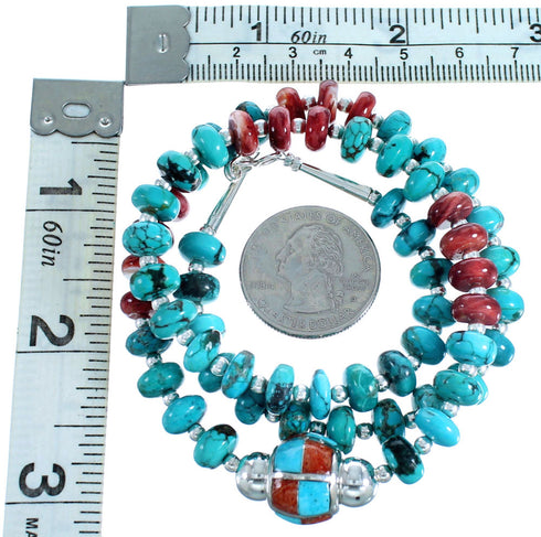 Southwestern Multicolor And Authentic Sterling Silver Bead Necklace SX115012