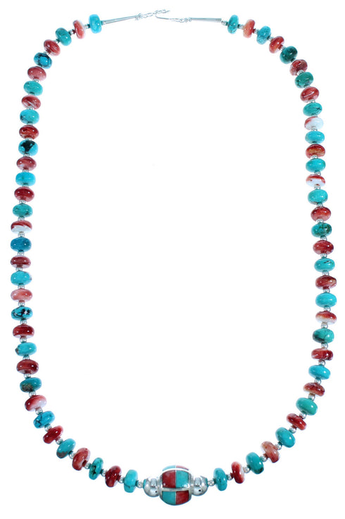 Multicolor Southwest Genuine Sterling Silver Bead Necklace SX115013