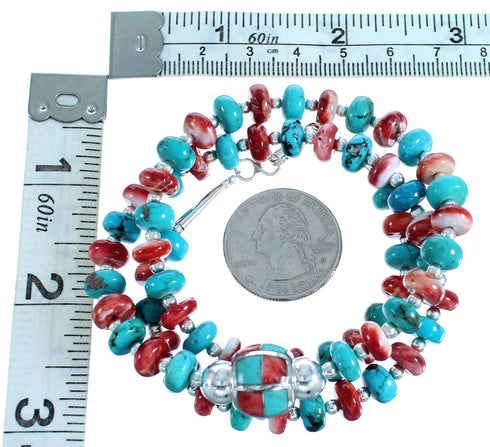 Multicolor Southwest Genuine Sterling Silver Bead Necklace SX115013